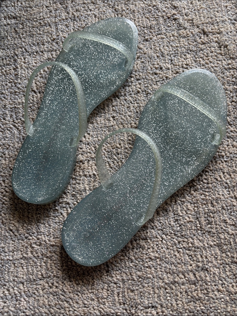 Stuart Weitzman NWOT Jelly Sandals Glitter Seafoam Green women’s size 7